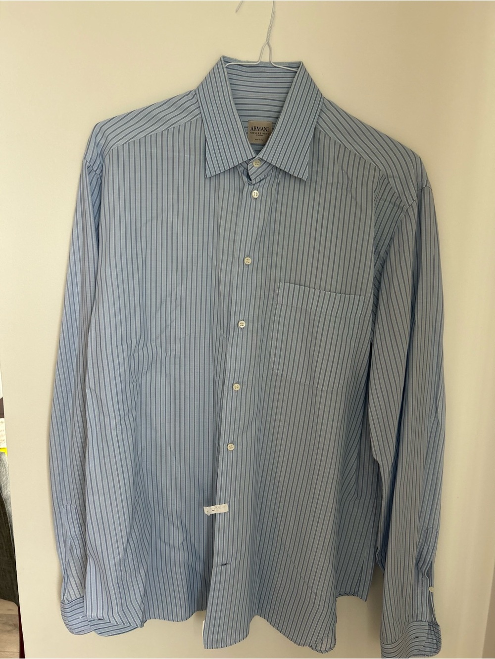 Armani Collezioni Blue and Navy Pinstripe Dress Shirt